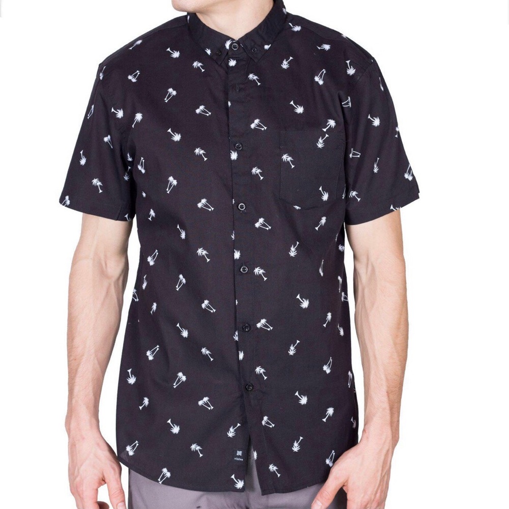 Visive palm tree print button up short sleeve